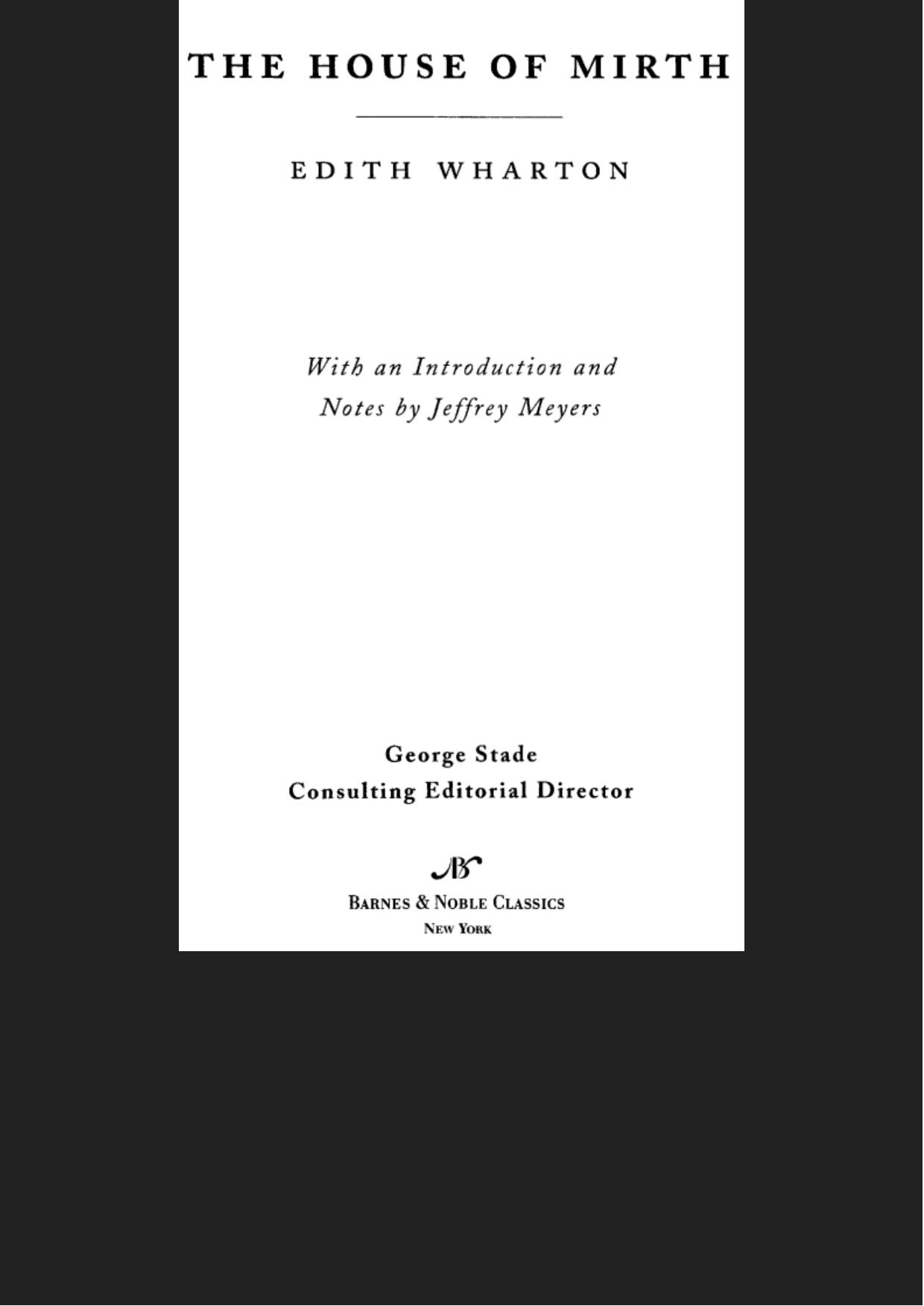 House of Mirth (Barnes & Noble Classics Series)