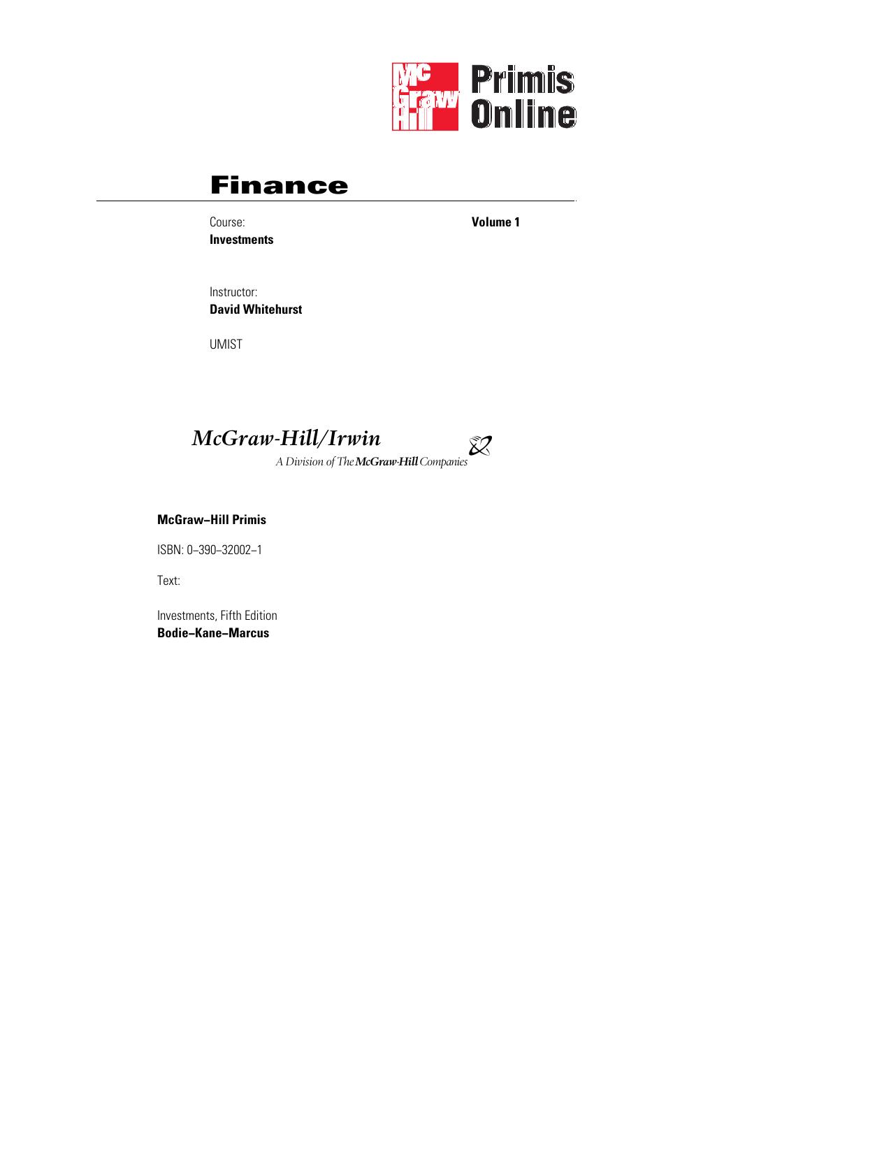 投资学精要（博迪，马库斯，凯恩）