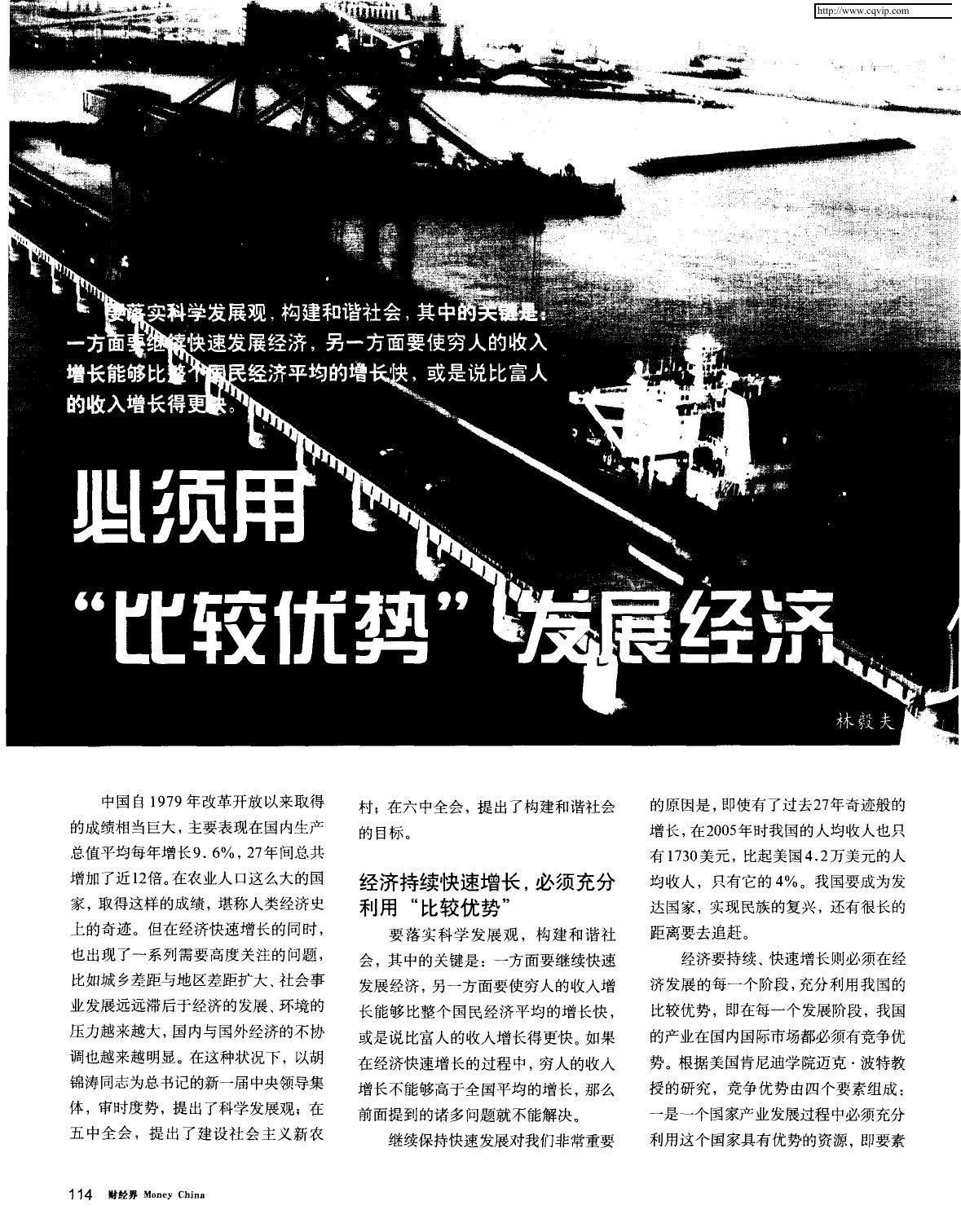 必须用“比较优势”发展经济